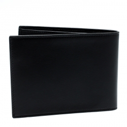 Pre Owned Dolce & Gabbana Black Leather and Croc Bifold Wallet