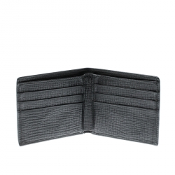Pre Owned Dolce & Gabbana Black Man Patch Leather Bifold Wallet 