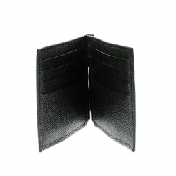 Pre Owned Dolce and Gabbana Dark Green Leather Money Clip Bifold Card Holder