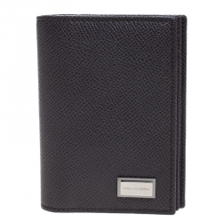 Dolce & Gabbana Dark Grey Leather Bifold Card Holder