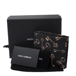 Dolce & Gabbana Black Key Print Leather Bifold Wallet
