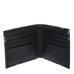 Dolce & Gabbana Black Key Print Leather Bifold Wallet