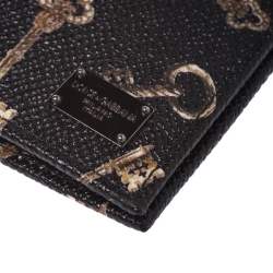 Dolce & Gabbana Black Key Print Leather Bifold Wallet
