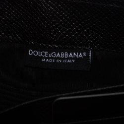 Dolce & Gabbana Black Saffiano Leather Double Zip Wrist Clutch