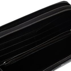 Dolce & Gabbana Black Saffiano Leather Double Zip Wrist Clutch