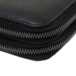 Dolce & Gabbana Black Saffiano Leather Double Zip Wrist Clutch