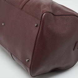 Pre Owned Dolce and Gabbana Dark Burgundy Leather Duffle Bag