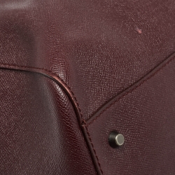 Pre Owned Dolce and Gabbana Dark Burgundy Leather Duffle Bag