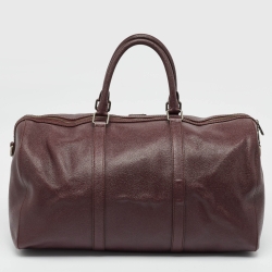 Pre Owned Dolce and Gabbana Dark Burgundy Leather Duffle Bag