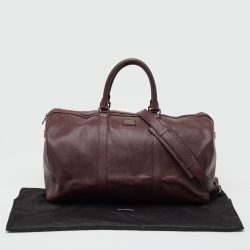 Pre Owned Dolce and Gabbana Dark Burgundy Leather Duffle Bag