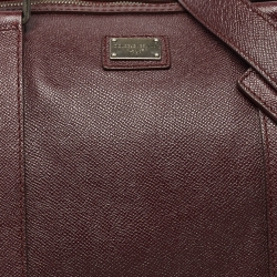 Pre Owned Dolce and Gabbana Dark Burgundy Leather Duffle Bag