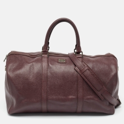 Pre Owned Dolce and Gabbana Dark Burgundy Leather Duffle Bag
