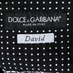 Pre Owned Dolce & Gabbana Black Polka Dot Jacquard Cotton David Shirt XL