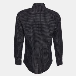 Pre Owned Dolce & Gabbana Black Polka Dot Jacquard Cotton David Shirt XL