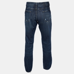 Pre Owned Dolce & Gabbana Blue Distressed 14 Gold Jeans Waist 38"
