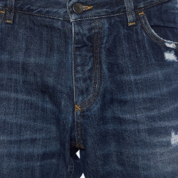 Pre Owned Dolce & Gabbana Blue Distressed 14 Gold Jeans Waist 38"