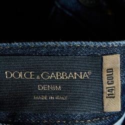 Pre Owned Dolce & Gabbana Blue Distressed 14 Gold Jeans Waist 38"