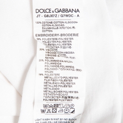 مملوكة مسبقًا Dolce & Gabbana White DG Crown Embroidered Jersey T-Shirt L