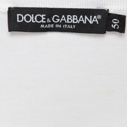 مملوكة مسبقًا Dolce & Gabbana White DG Crown Embroidered Jersey T-Shirt L