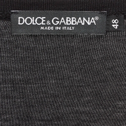 Pre Owned Dolce & Gabbana Black Printed Cotton Knit T-Shirt M