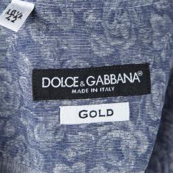 مملوكة مسبقًا Dolce and Gabbana Gold Blue Floral Printed Cotton Long Sleeve Shirt XL