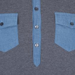 Pre Owned Dolce and Gabbana Men’s Grey Light Denim Contrast Collar Polo Shirt XL