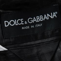 Pre Owned Dolce and Gabbana Grey Striped Wool Contrast Lapel Detail Blazer M