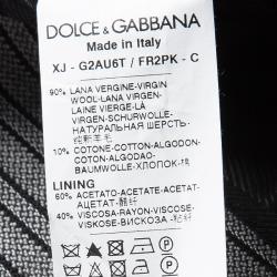 Pre Owned Dolce and Gabbana Grey Striped Wool Contrast Lapel Detail Blazer M