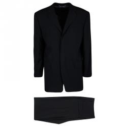 Pre Owned Dolce & Gabbana Black Wool Velcro Closure Detail Regular Fit Suit XXL