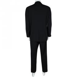 Pre Owned Dolce & Gabbana Black Wool Velcro Closure Detail Regular Fit Suit XXL