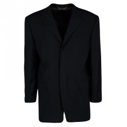 Pre Owned Dolce & Gabbana Black Wool Velcro Closure Detail Regular Fit Suit XXL
