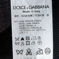 Pre Owned سويتر دولتشي أند غابانا تريكو مضلع تفاصيل حواف مغايرة صوف رمادي L