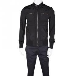 Pre Owned Dolce and Gabbana Black Zip Front Bomber Jacket M