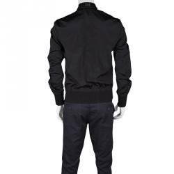 Pre Owned Dolce and Gabbana Black Zip Front Bomber Jacket M