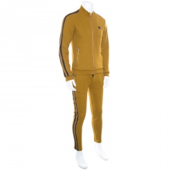 Pre Owned بدلة رياضية دولتشي أند غابانا مخطط مغاير تريكو قطن أصفر مسطردة L