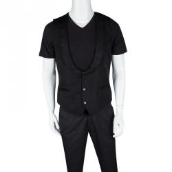 Pre Owned Dolce and Gabbana Black Tailored Three Button Waistcoat XL