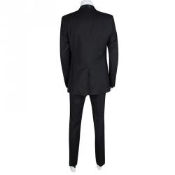 Pre Owned Dolce and Gabbana Black Wool Blend Satin Trim Tuxedo Suit M