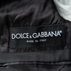 Pre Owned Dolce and Gabbana Black Wool Blend Satin Trim Tuxedo Suit M