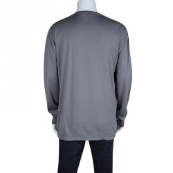 Pre Owned Dolce and Gabbana Grey Cotton Hercules Print Distressed Long Sleeve T-Shirt
