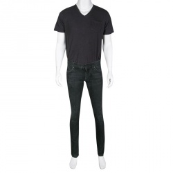 Pre Owned Dolce and Gabbana 14 Gold Black Faded Effect Denim Straight Fit Jeans S