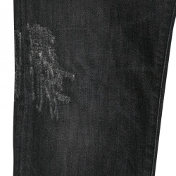 Pre Owned Dolce and Gabbana Dark Grey Faded Effect Denim Distressed Jeans M