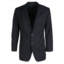 Pre Owned بذلة دولتشي أند غابانا مارتيني صوف أزرق كحلي مقلمة مفصلة M