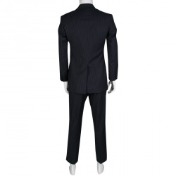 Pre Owned بذلة دولتشي أند غابانا مارتيني صوف أزرق كحلي مقلمة مفصلة M