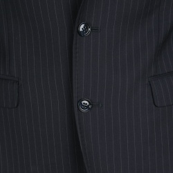 Pre Owned بذلة دولتشي أند غابانا مارتيني صوف أزرق كحلي مقلمة مفصلة M