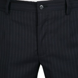 Pre Owned بذلة دولتشي أند غابانا مارتيني صوف أزرق كحلي مقلمة مفصلة M