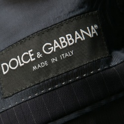 Pre Owned بذلة دولتشي أند غابانا مارتيني صوف أزرق كحلي مقلمة مفصلة M