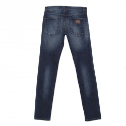 مملوكة مسبقًا Dolce and Gabbana Gold 14 Indigo Dark Wash Faded Effect Denim Jeans XS