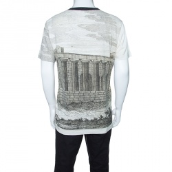 Pre Owned Dolce and Gabbana Beige Parthenon Temple Print Short Sleeve T-Shirt M