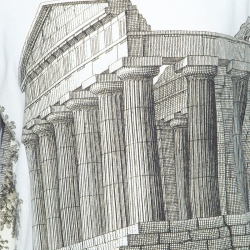 Pre Owned Dolce and Gabbana Beige Parthenon Temple Print Short Sleeve T-Shirt M