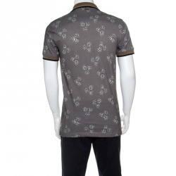 Pre Owned تي شيرت بولو دولتشي أند غابانا تريكو نقش شمع عسل طباعة حجر نردرمادي XL